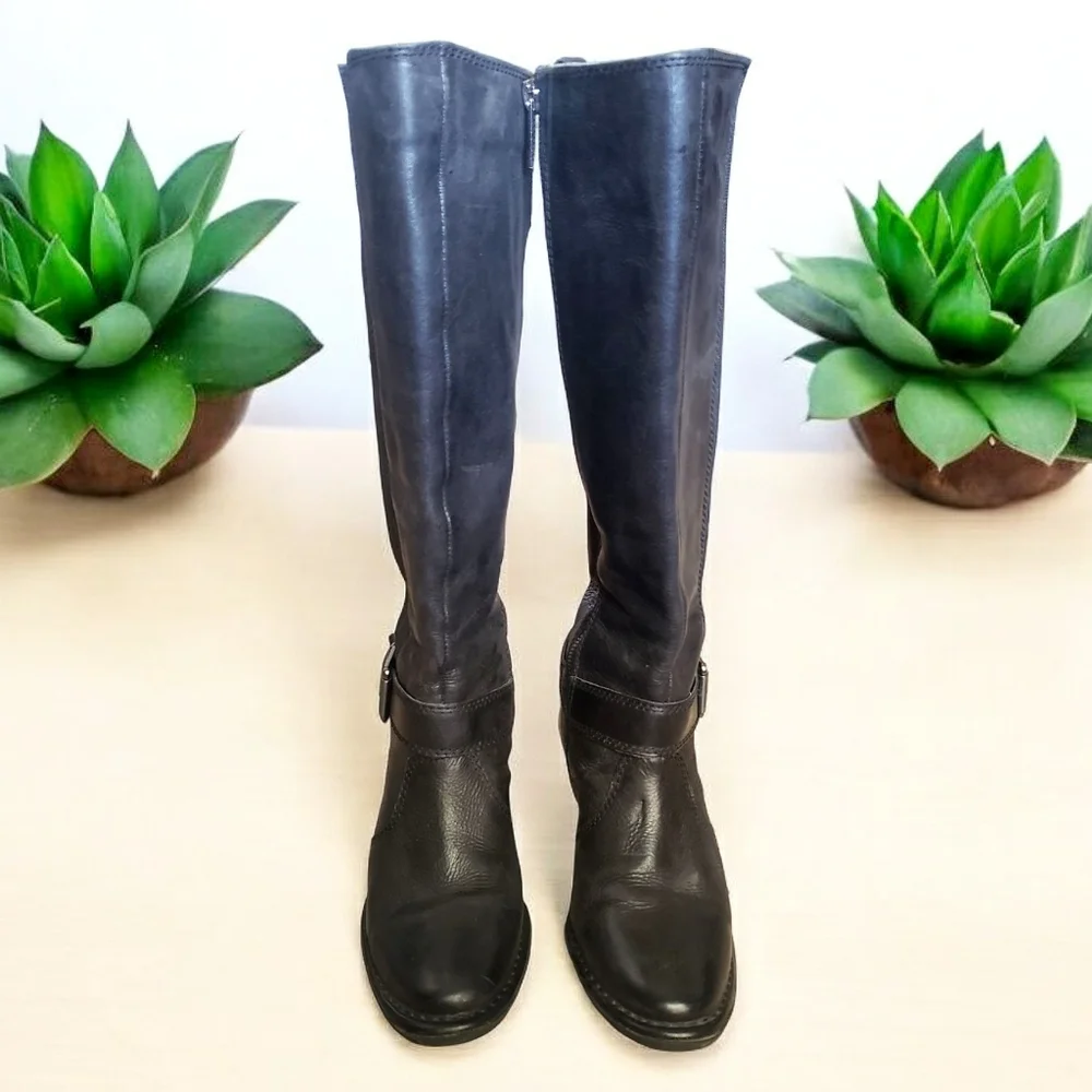 Giani Bernini Boots Allcott Women's Black Leather 7.5 Knee-High Tall Riding Boot